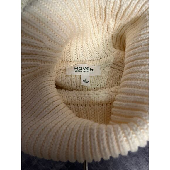 Haven Well Within Cream Turtleneck Sweater Women’s Medium – Chunky Knit Cozy - Picture 3 of 7